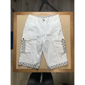 Vintage Y2K Bare Couture Premium Denim Hip Hop White Cargo Shorts Size 34